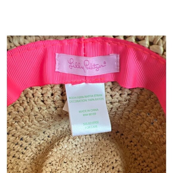 Lilly Pulitzer Poolside Fedora Hat Packable Raffia Straw Preppy Breathable - Picture 10 of 12